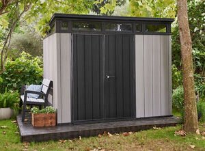 Keter Artisan 9x7 Foot Large Outdoor Shed with Floor with Modern Design for Patio Furniture